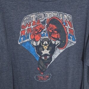 {Marvel} Men's Captain America Blue Tshirt- Size XL